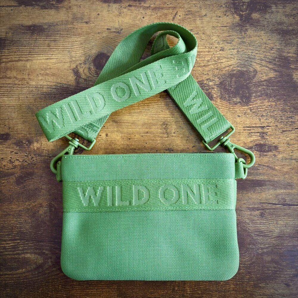 Wild One Recycled Knit Dog Treat Pouch Lime Green Crossbody and Waist Bag